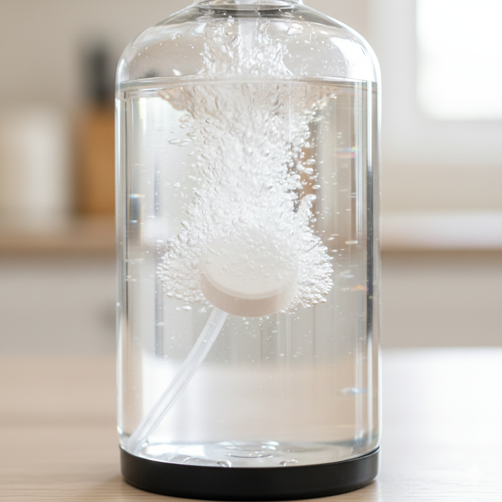 Simple zero-waste cleaning system using biodegradable tablets