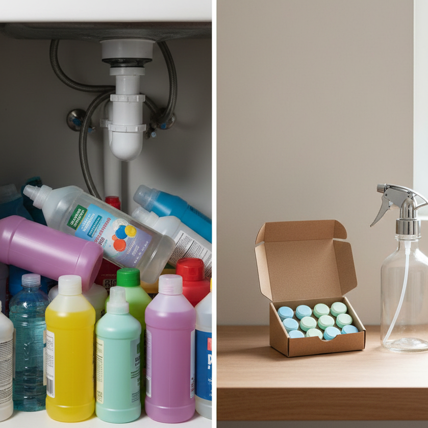 dissolving cleaning tablets vs liquid cleaners performance comparison