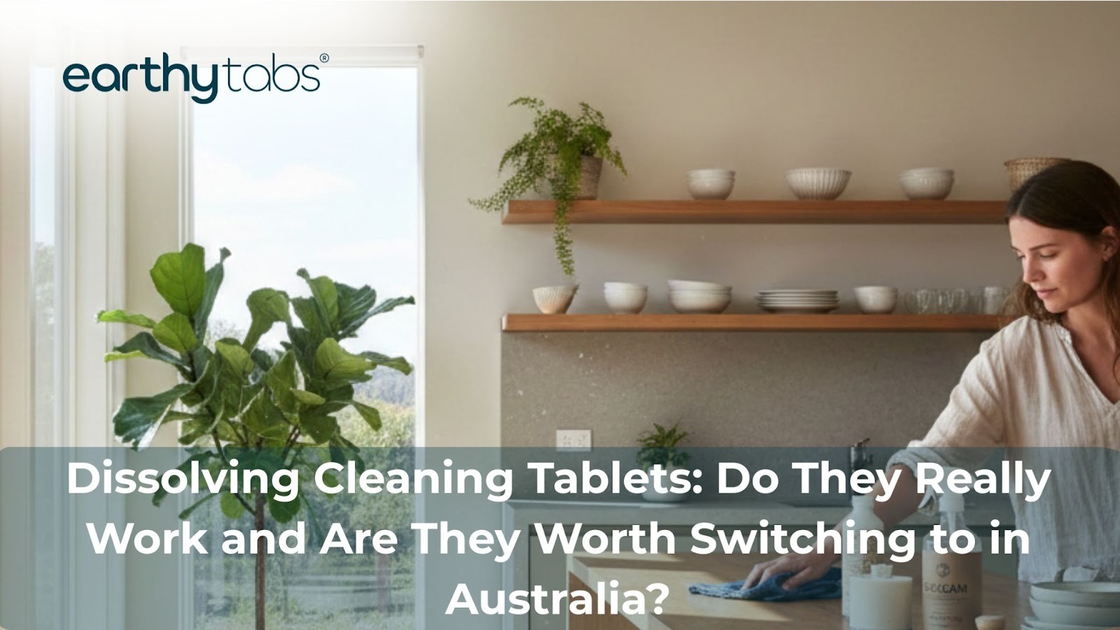 Eco-friendly cleaning products are being used in a modern Australian kitchen