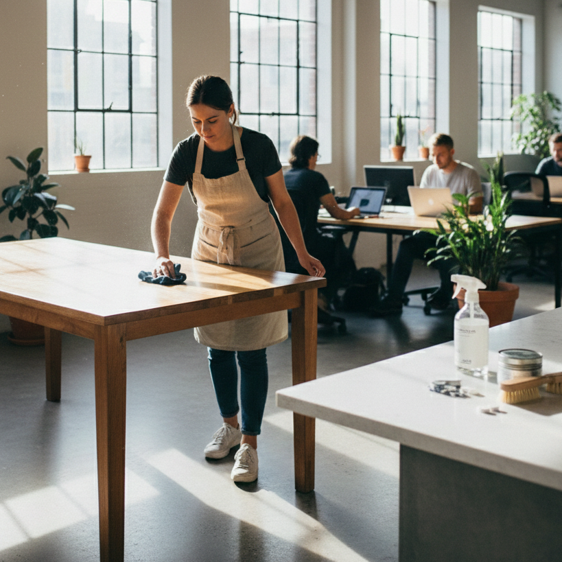 Eco-friendly cleaning products used in an Australian commercial environment