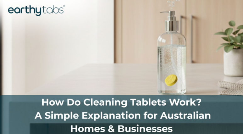 How do cleaning tablets work – tablet dissolving in water inside a spray bottle